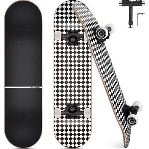 One Funxim Standard Skateboard for Kids 31 x 8 Inch 4 Wheels 7 Layer Maple